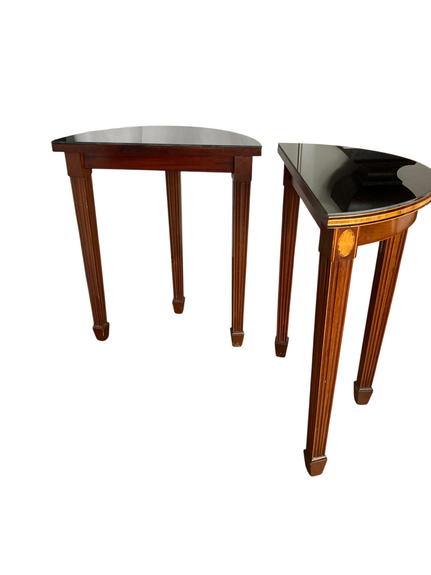 A pair of Maitland-Smith Marlborough Demi Lune occasional wall tables