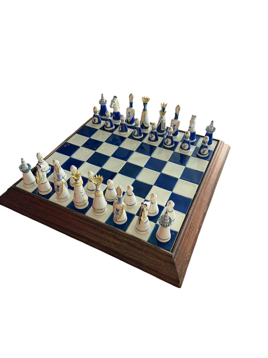 Rare, vintage Viana Portuguese Porcelain Chess Set, crafted in Viana do Castelo, Portugal