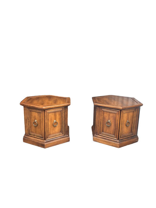 A Pair of Gothic Style Oak Hexagonal Side Tables