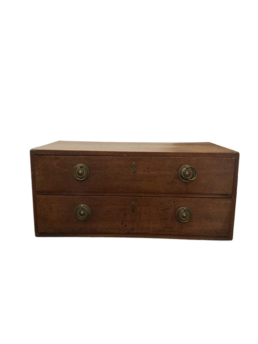 Small Mahogany Campaign style chest of two drawers CIRCA Late 1800's