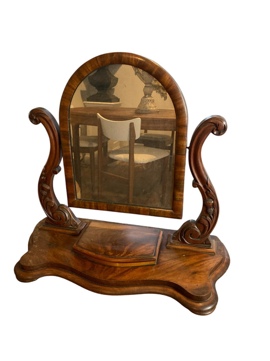 Victorian Mahogany Dressing Table swing Mirror Carved Scottish Thistle Carving Late 19 Century