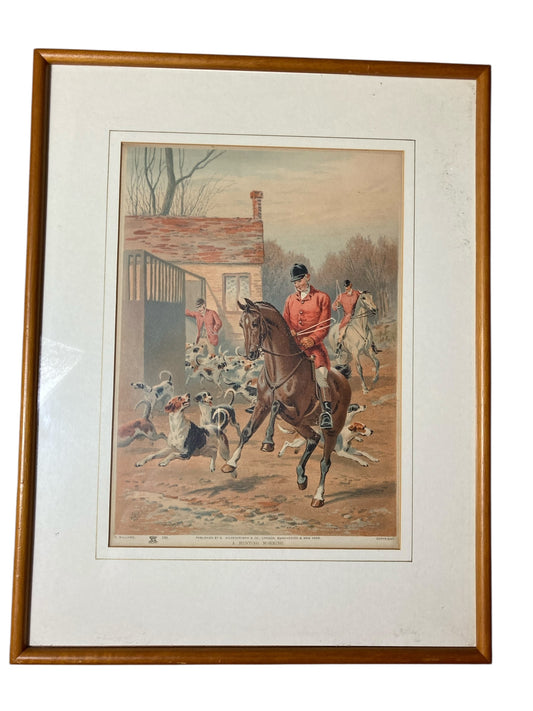 Hand-coloured English Hunting Print Named a Hunting Morning by Henry Alken