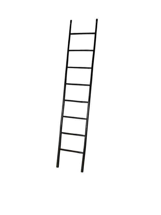 A Rustic Ebonised 8 rung Bamboo Style Ladder, Towel Rale or Display Rack