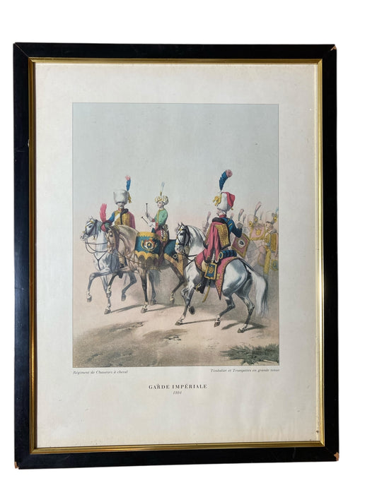 Print depicting soldiers of the Mounted Chasseurs of the Imperial Guard