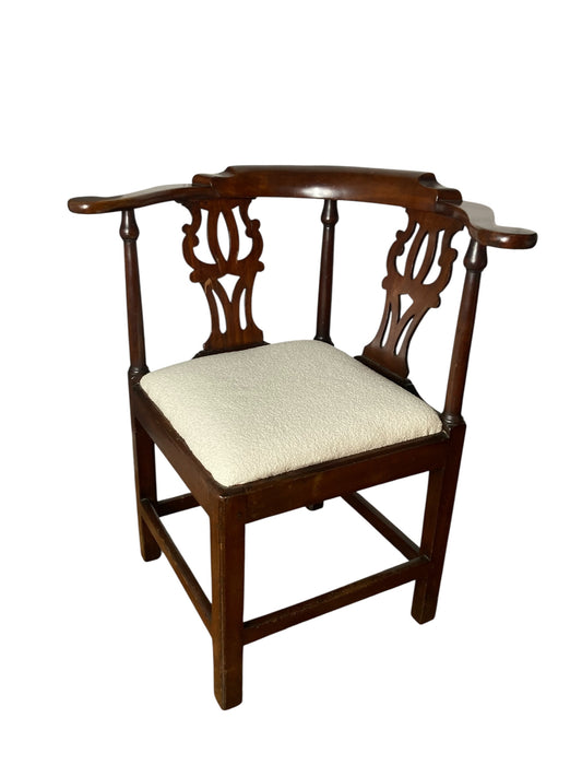 George III mahogany smoker's bow corner chair