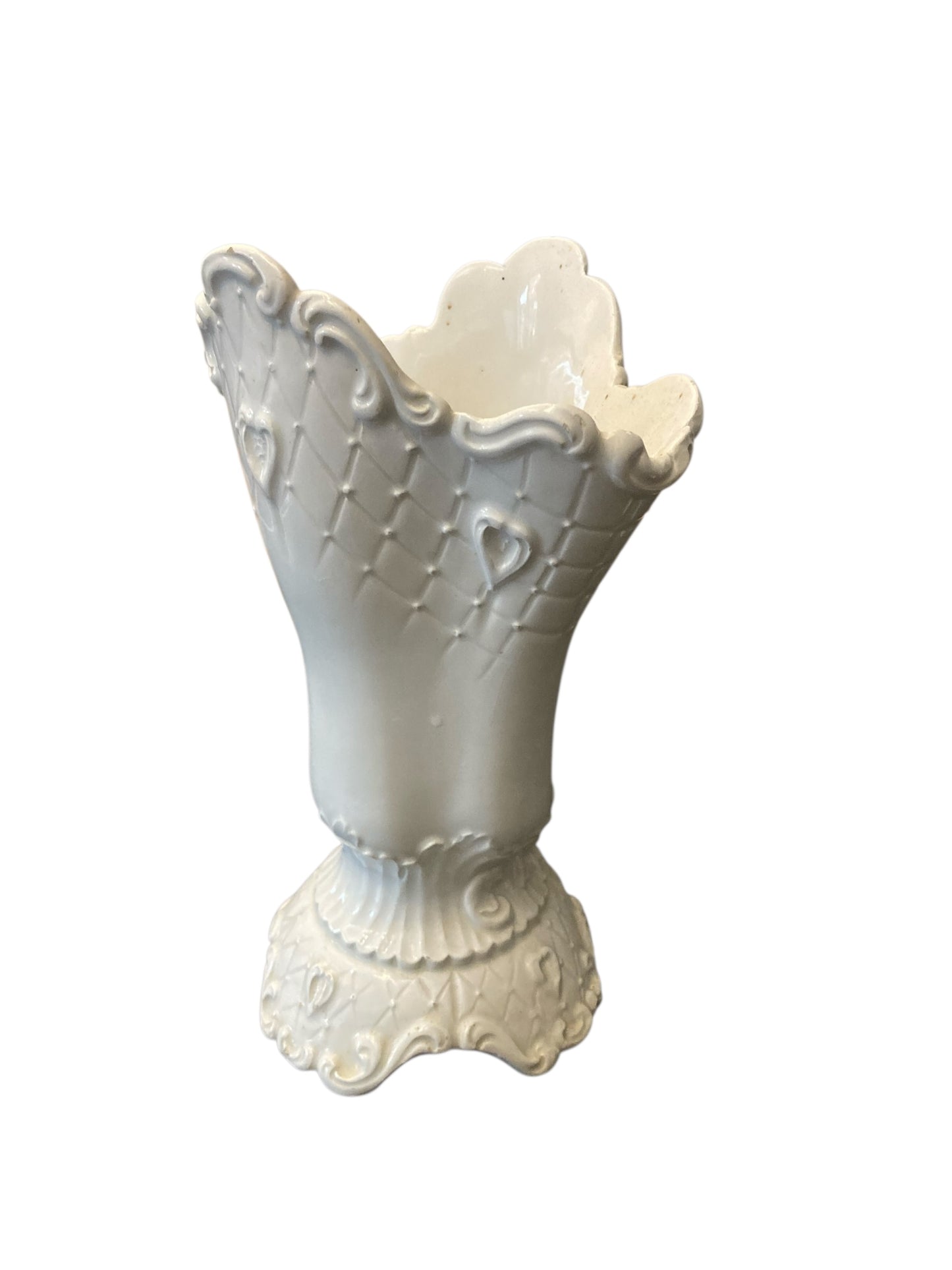 Italian Vintage white pedestal mantle vase or planter