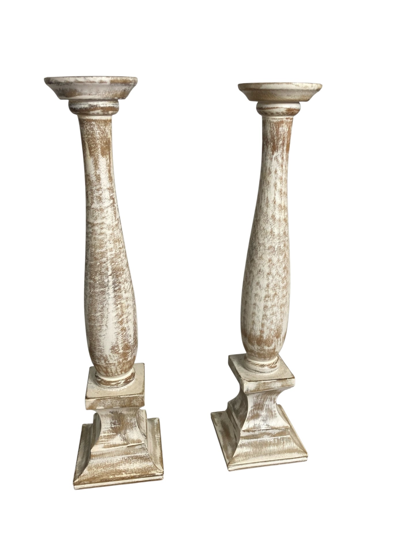 Pair of Modern Rustic Shabby Chic Candle Holders From Belgium Dry Scraped