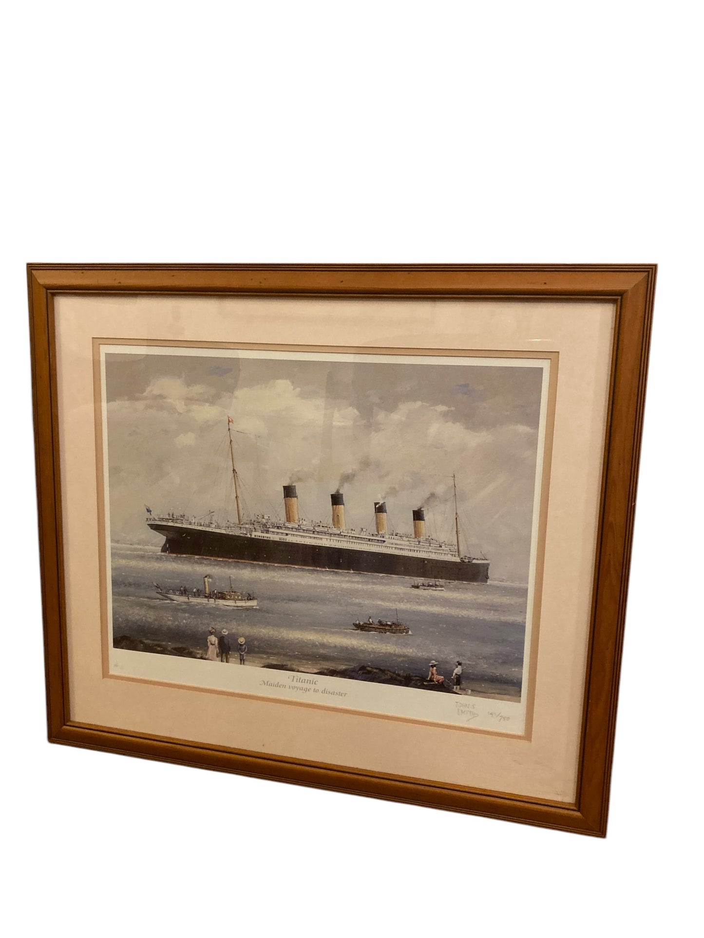 Signed Titanic Picture of The Maiden Voyage to Disaster by John Smith 141/750