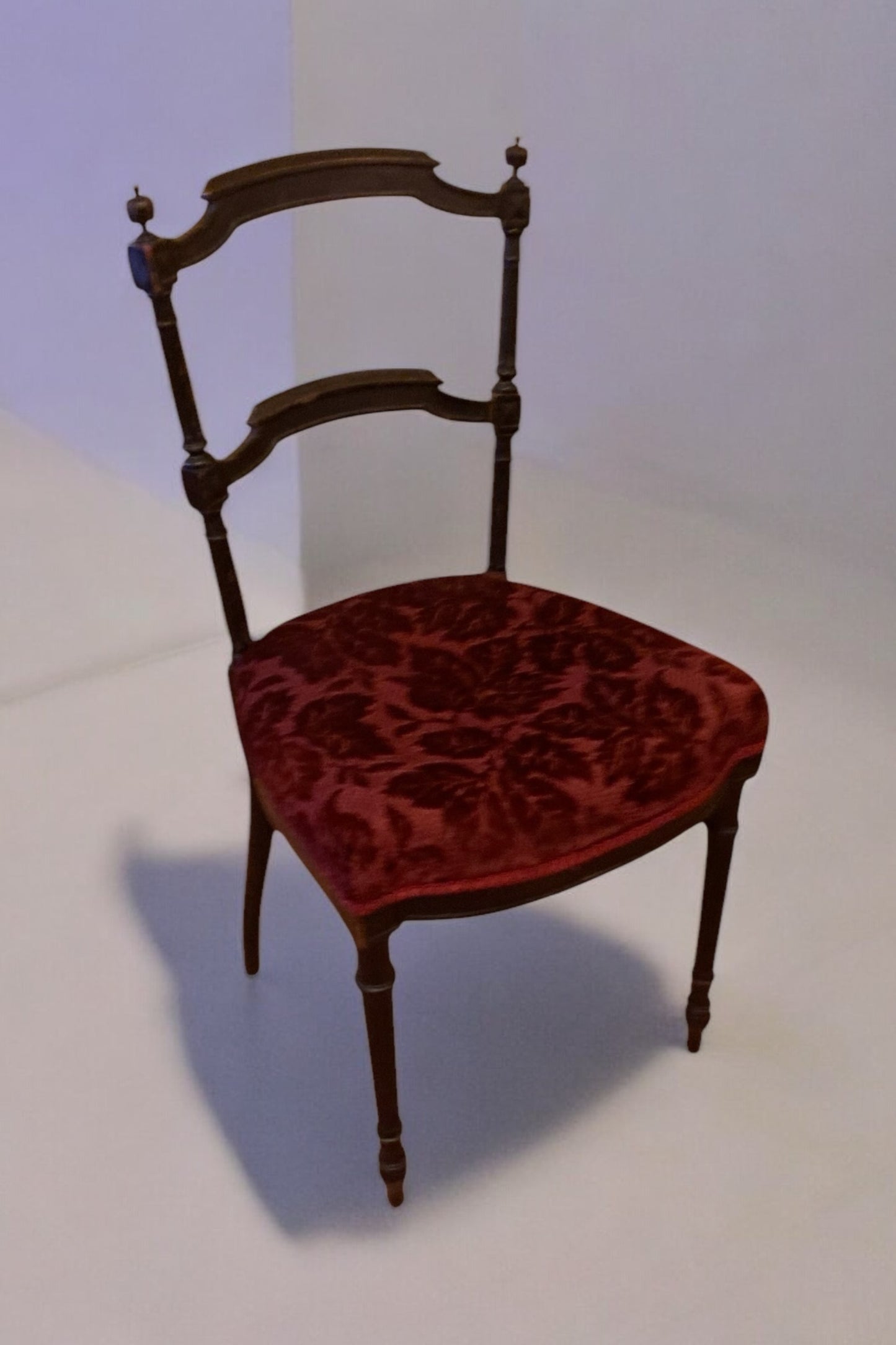 Antique Napolean III Side Chair, Burgungy Red Velvet Upholstery Ebonised Wood