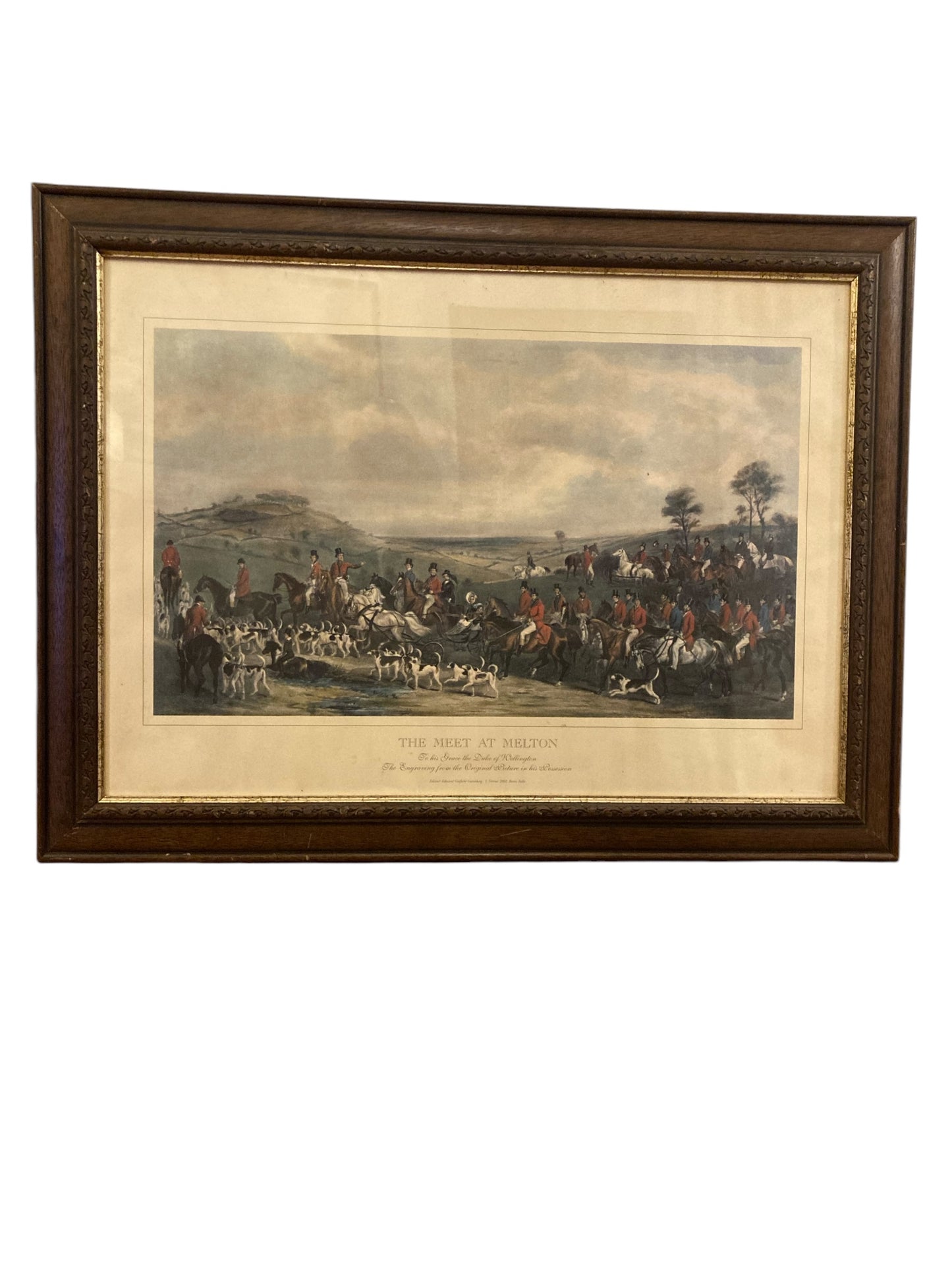 'The Meeting at Melbray' Hunting Print from Original Engraving from Duke of Wellington in His Possession