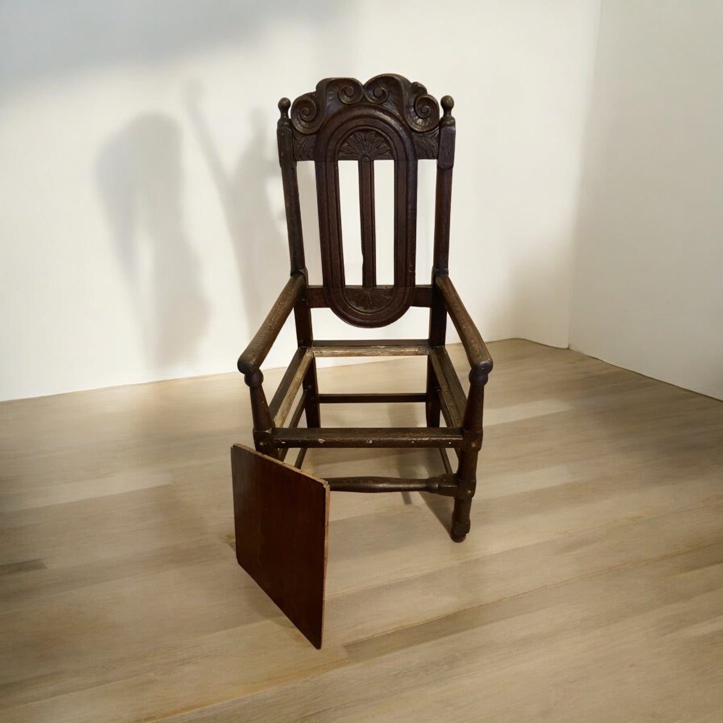 William III 17th Century Oak Hall Chair Circa 1650.