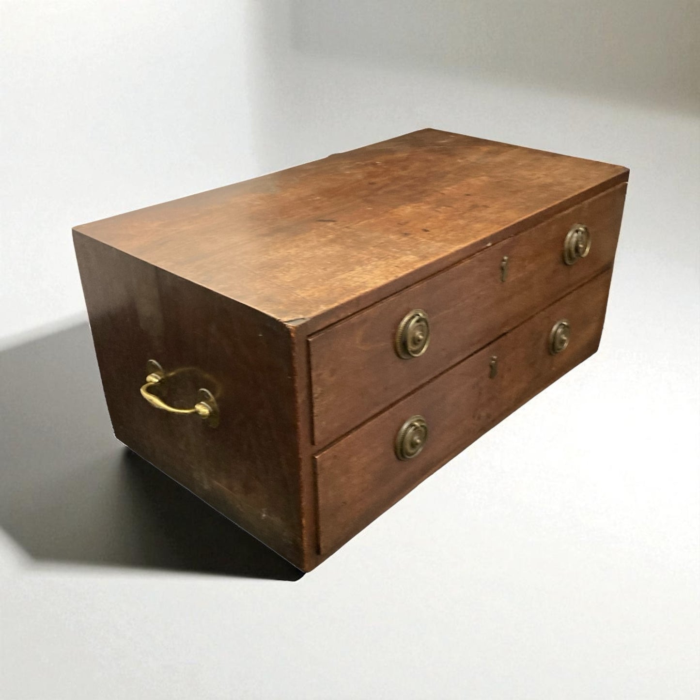 Small Mahogany Campaign style chest of two drawers CIRCA Late 1800's