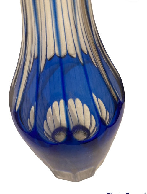 Three Ornate Blue Sprit Bottles