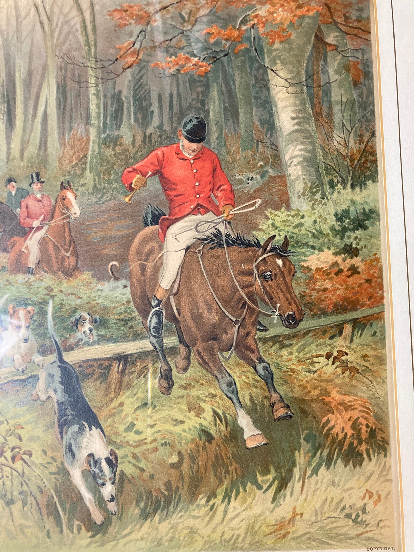 Hand-coloured English Hunting Print Named Gone Away by Henry Alken