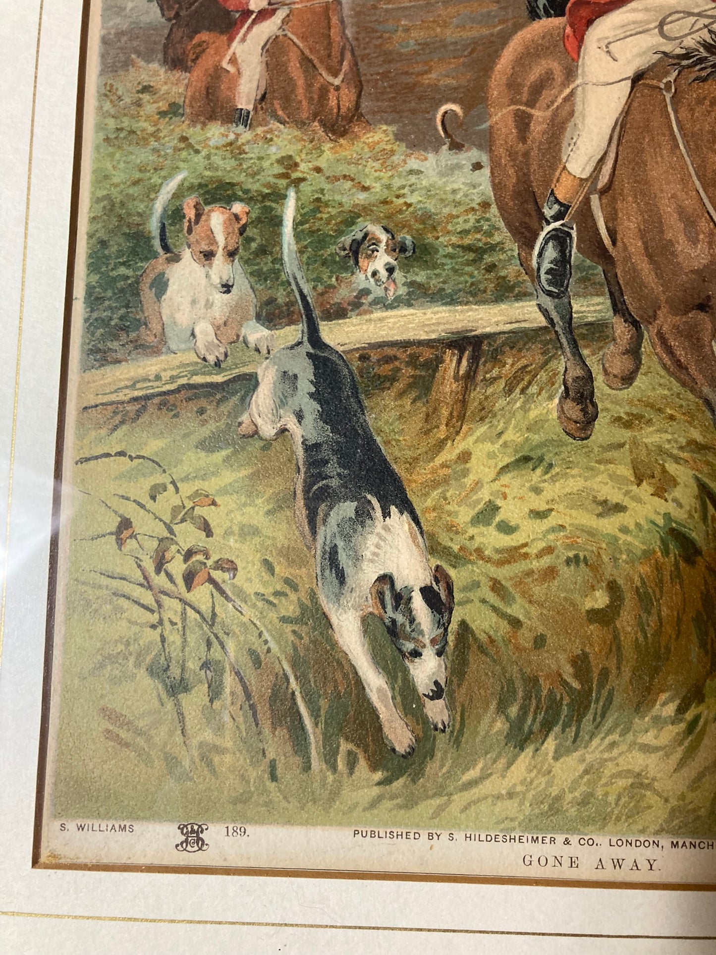 Hand-coloured English Hunting Print Named Gone Away by Henry Alken