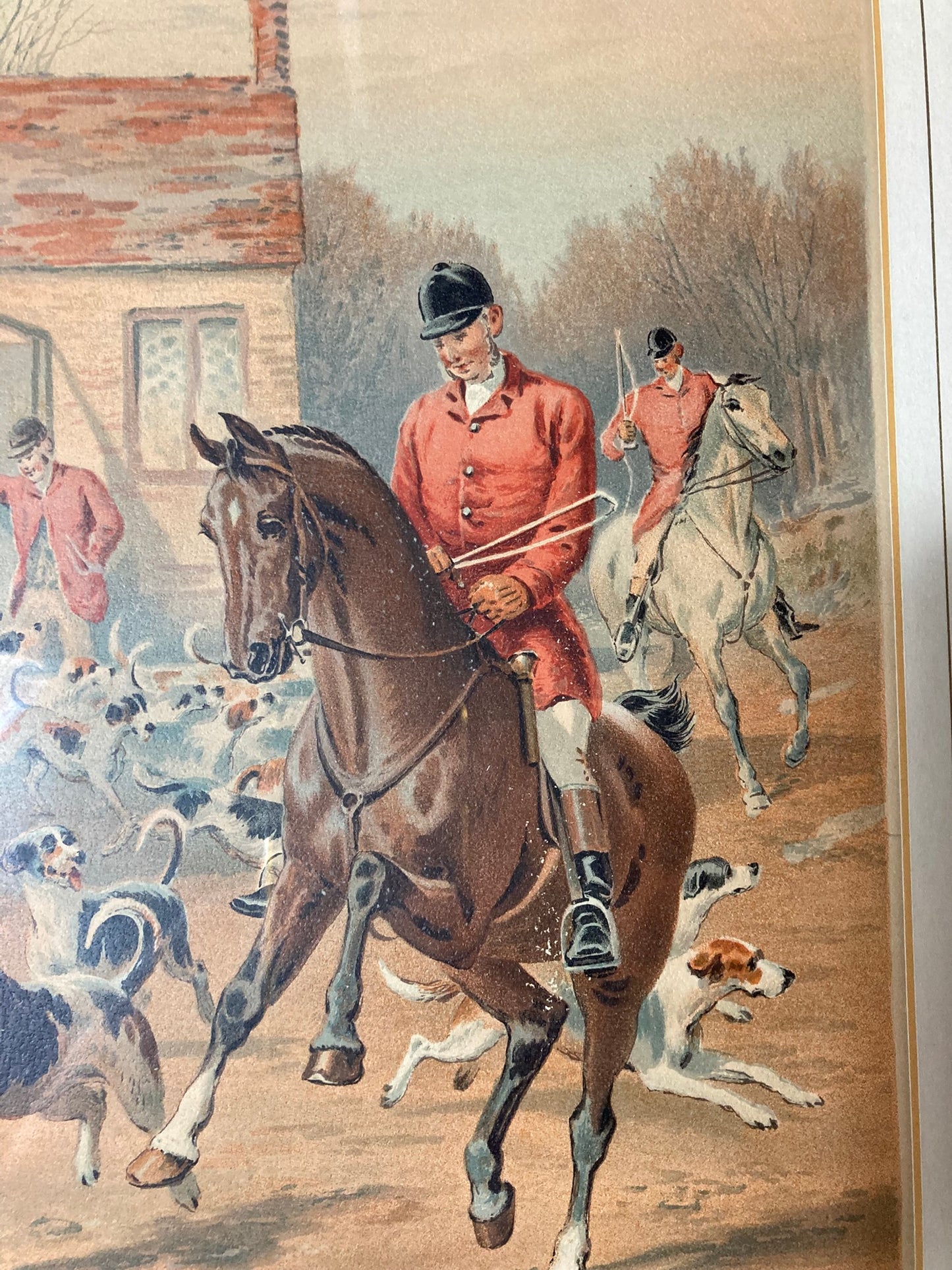 Hand-coloured English Hunting Print Named a Hunting Morning by Henry Alken