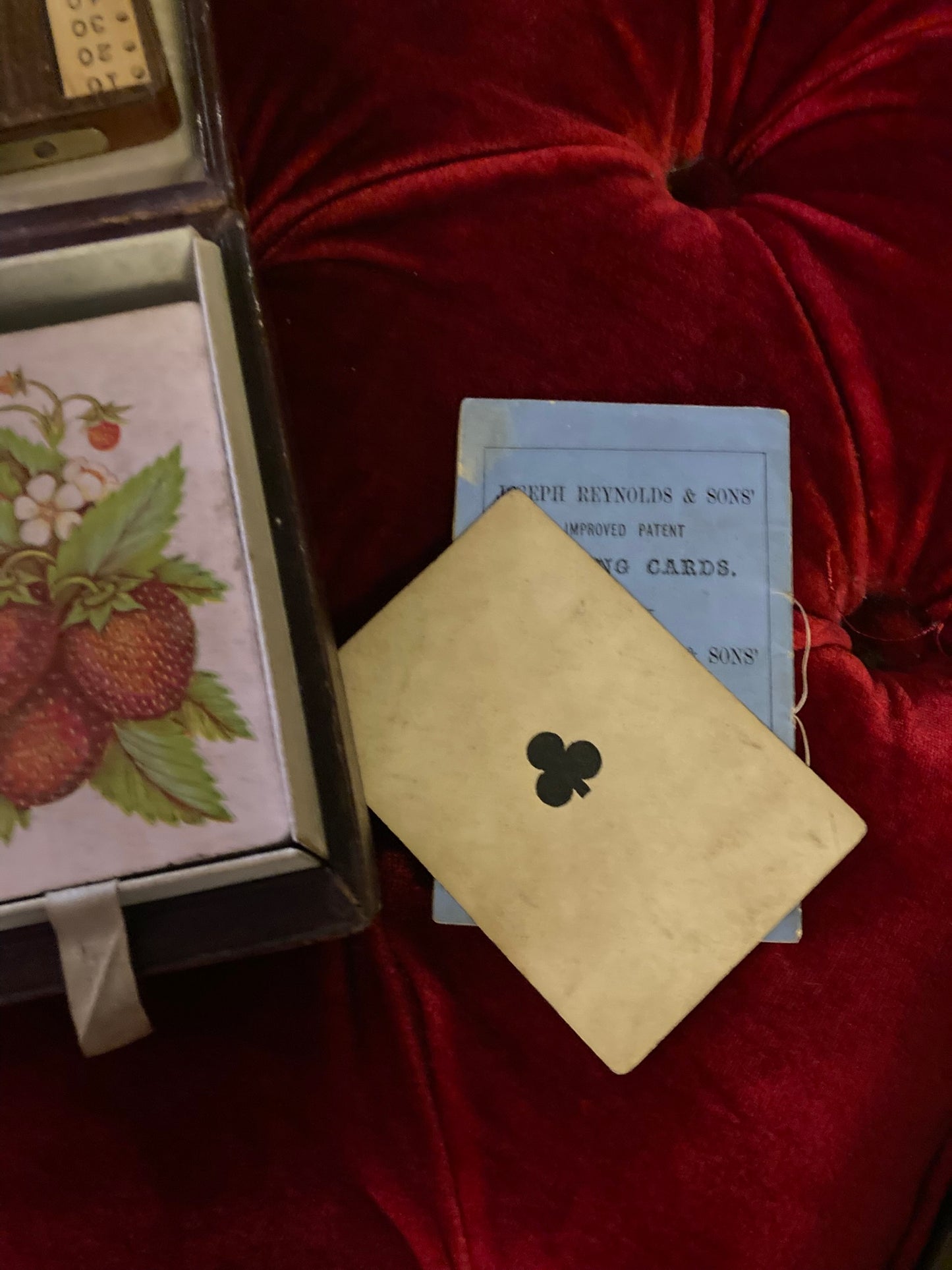 antique "Besique" (Bezique) card game set by Joseph Reynolds & Sons, 1870s.