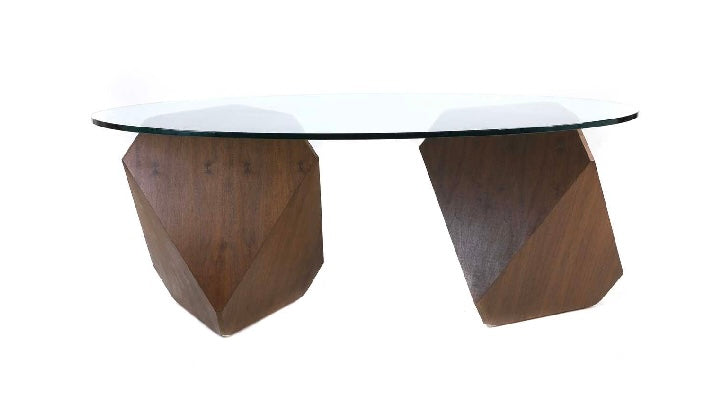 William Earle's iconic 'Hal' twin pedestal dining table with oval glass top