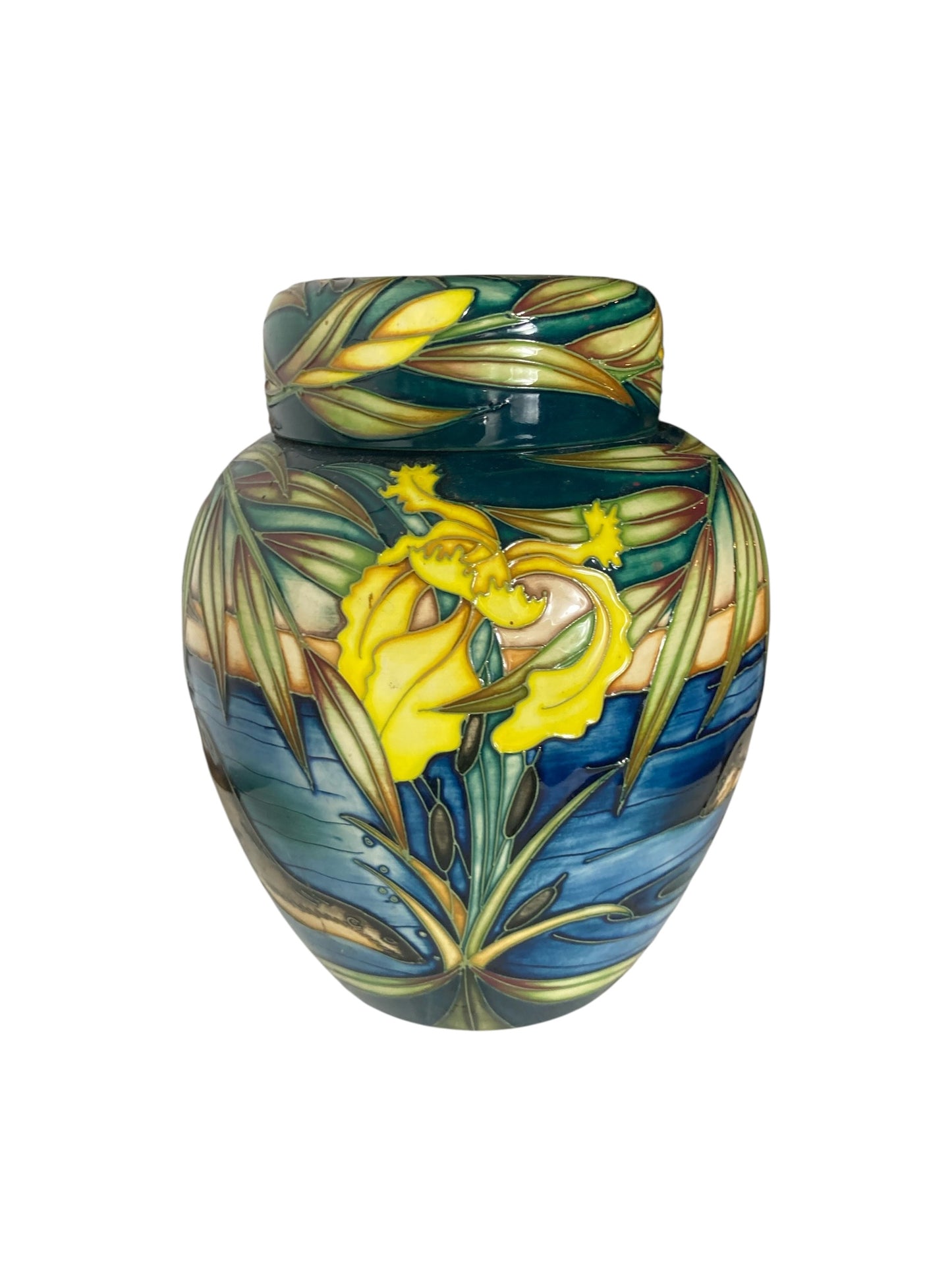 Moorcroft pottery 'Otters' ginger jar, designed by Sian Leeper