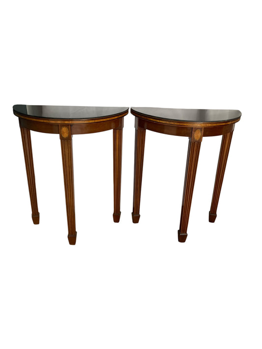 A pair of Maitland-Smith Marlborough Demi Lune occasional wall tables