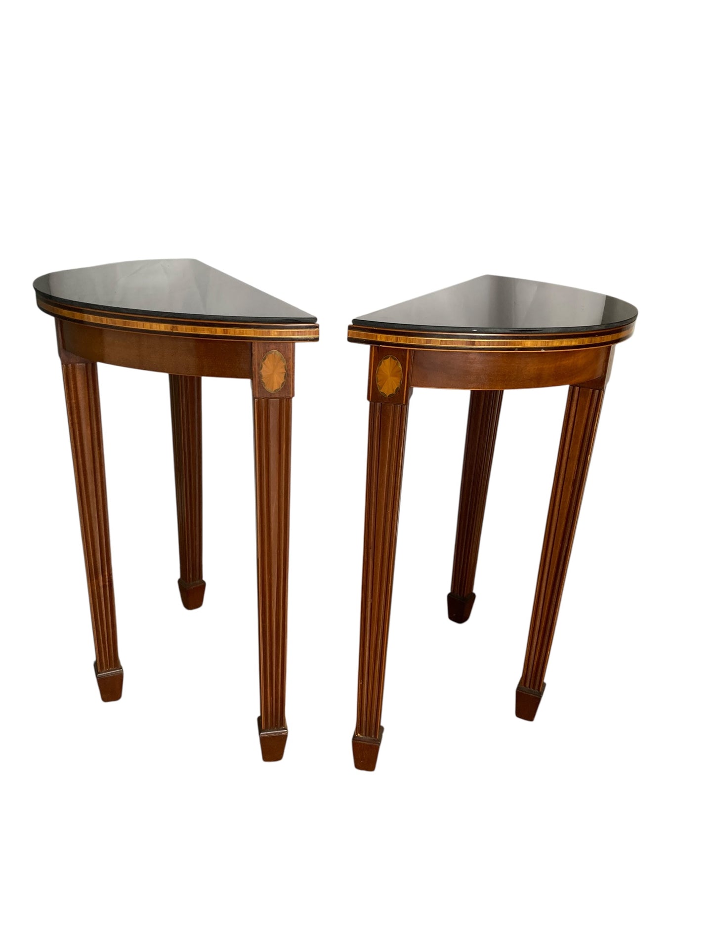 A pair of Maitland-Smith Marlborough Demi Lune occasional wall tables