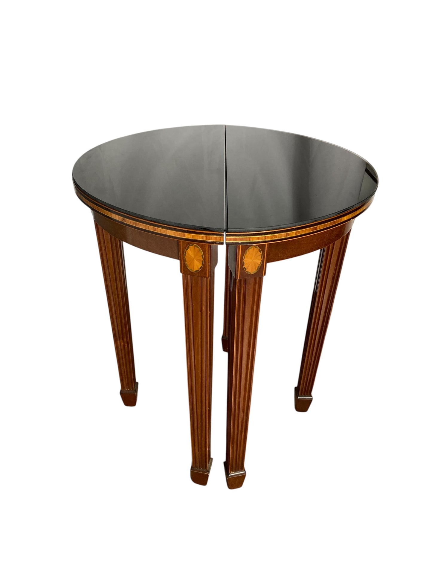 A pair of Maitland-Smith Marlborough Demi Lune occasional wall tables
