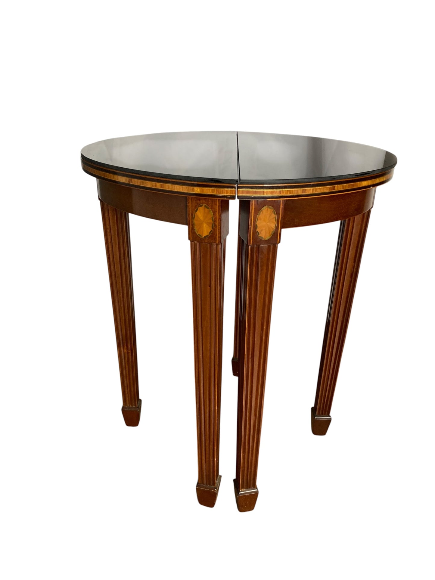 A pair of Maitland-Smith Marlborough Demi Lune occasional wall tables