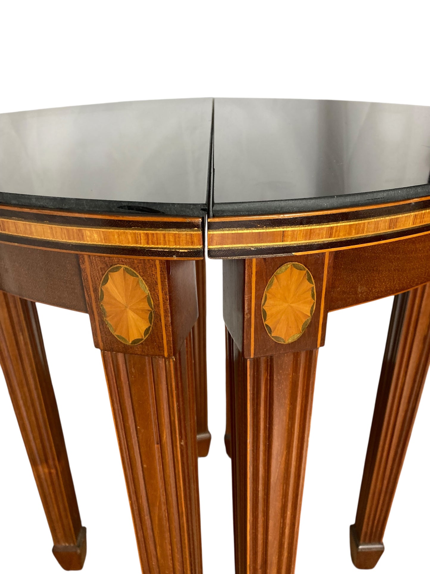 A pair of Maitland-Smith Marlborough Demi Lune occasional wall tables