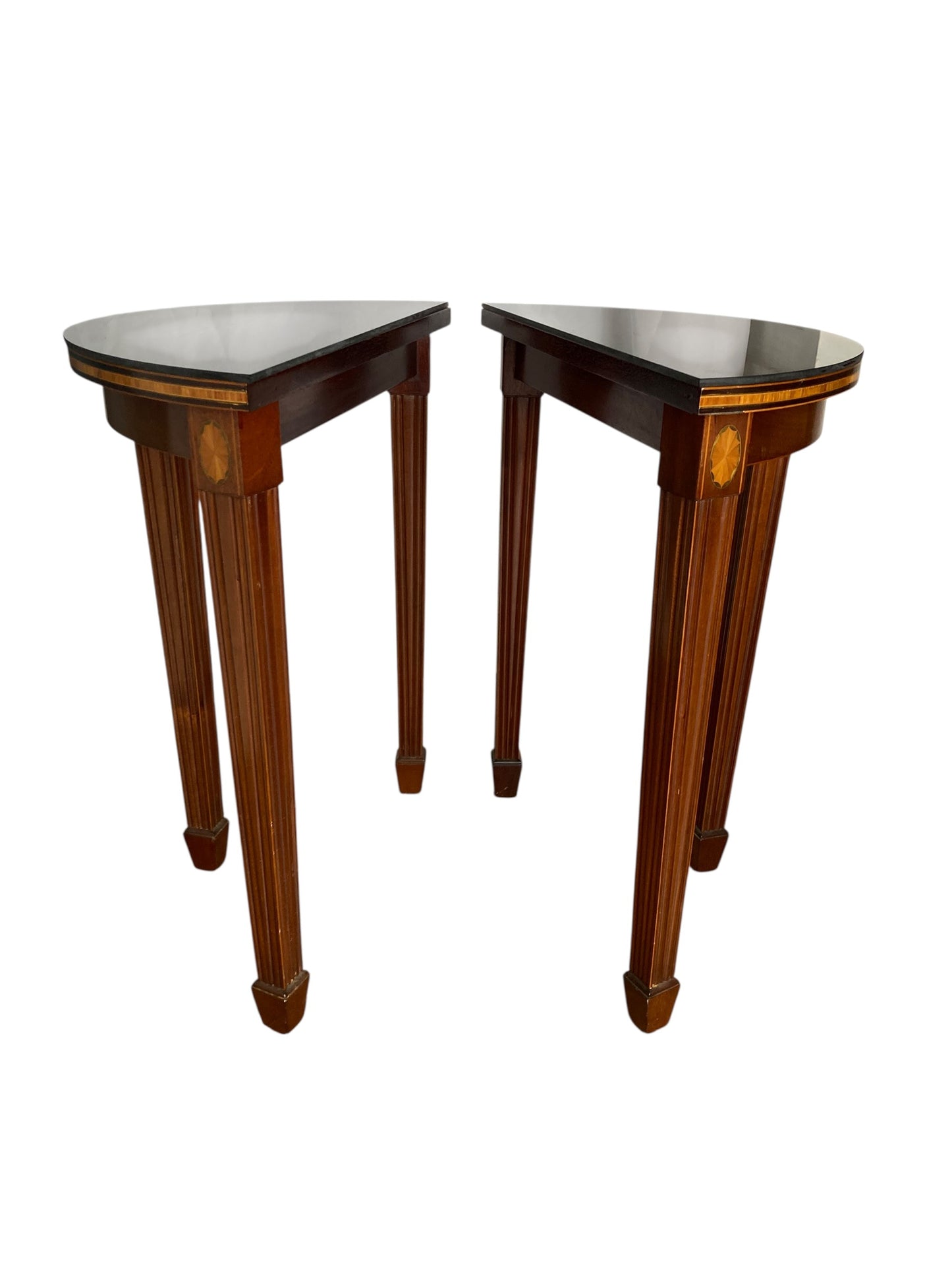A pair of Maitland-Smith Marlborough Demi Lune occasional wall tables