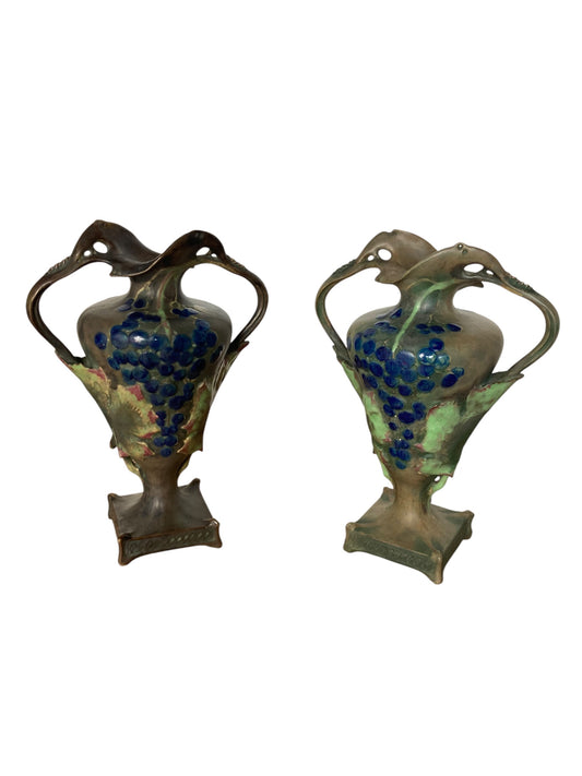 A pair of Art Nouveau porcelain vases, produced by Amphora