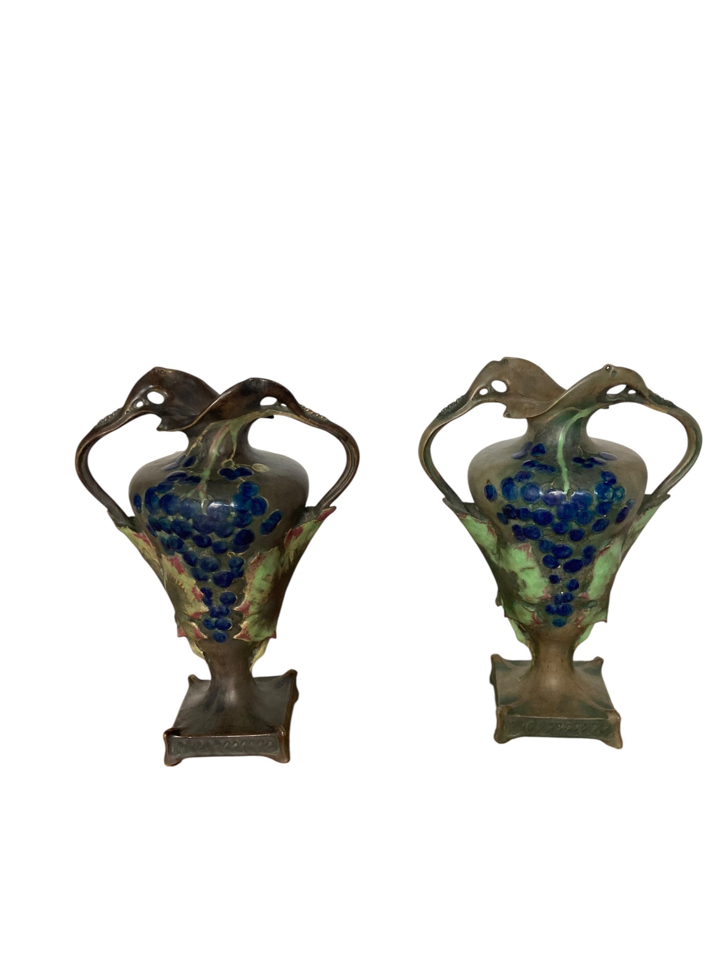 A pair of Art Nouveau porcelain vases, produced by Amphora