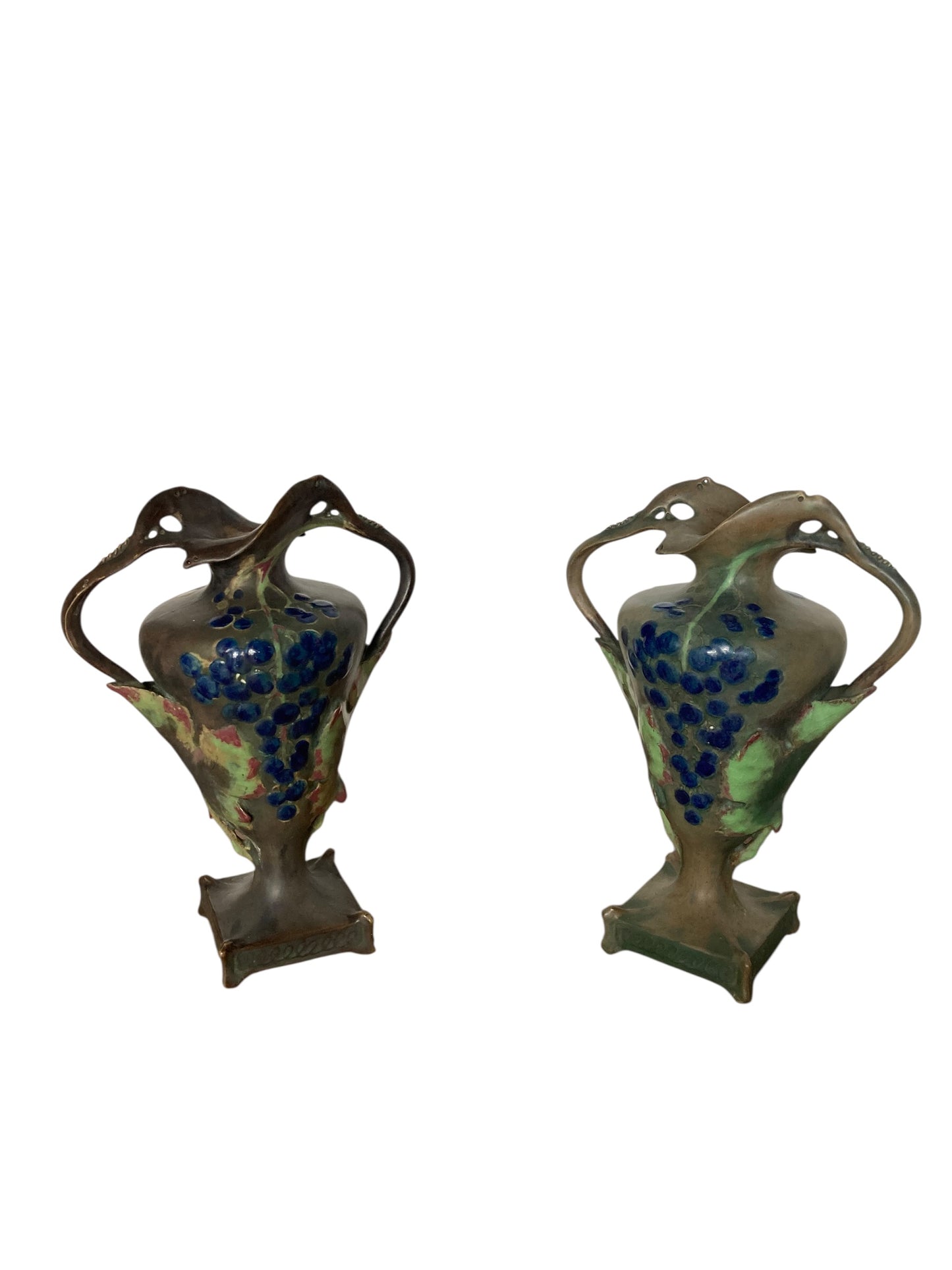 A pair of Art Nouveau porcelain vases, produced by Amphora