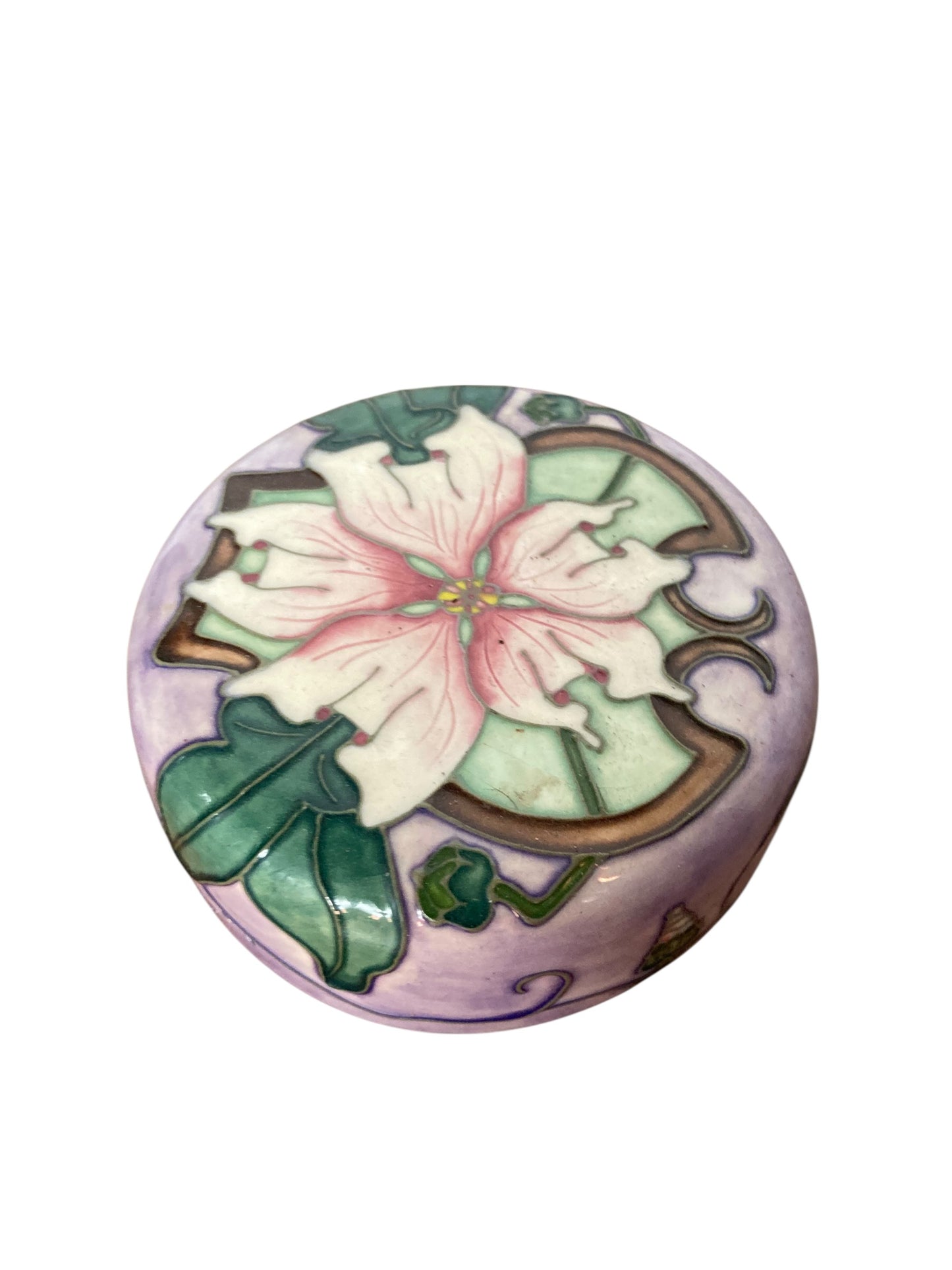 A Moorcroft "Blakeney Mallow" ginger jar, Art Nouveau-style pottery.