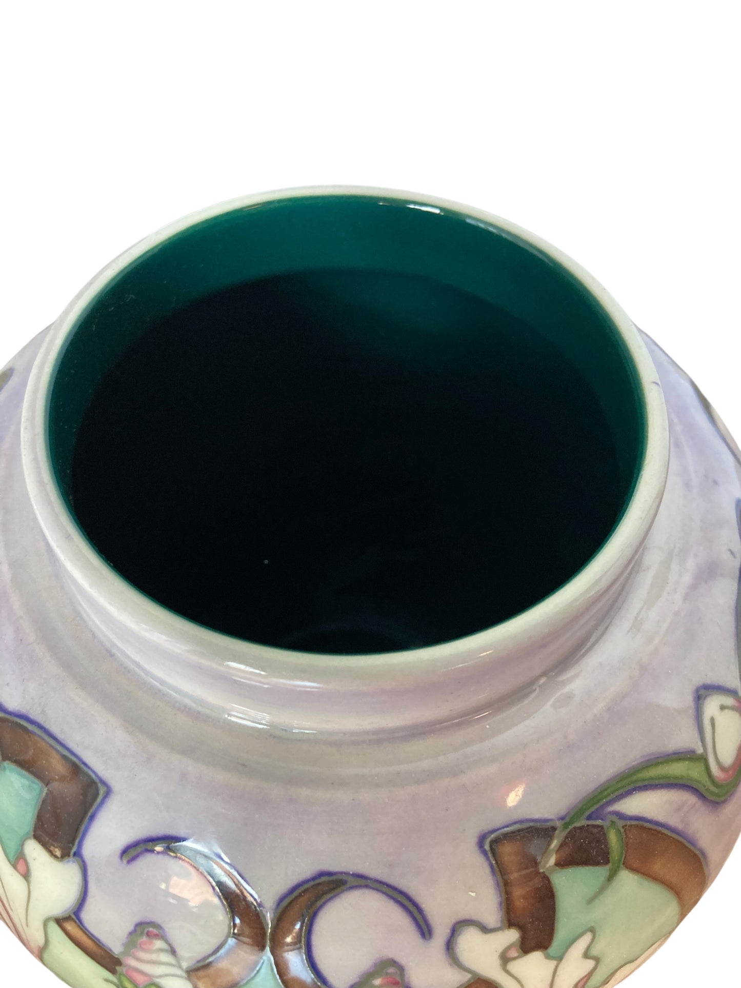 A Moorcroft "Blakeney Mallow" ginger jar, Art Nouveau-style pottery.