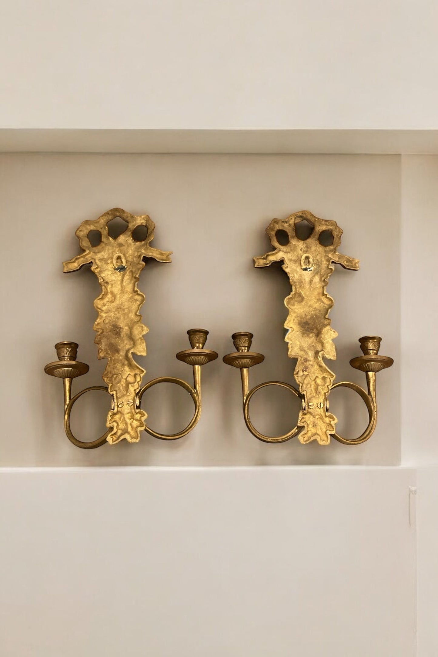 Pair of Italian Brass wall sconces, candelabra