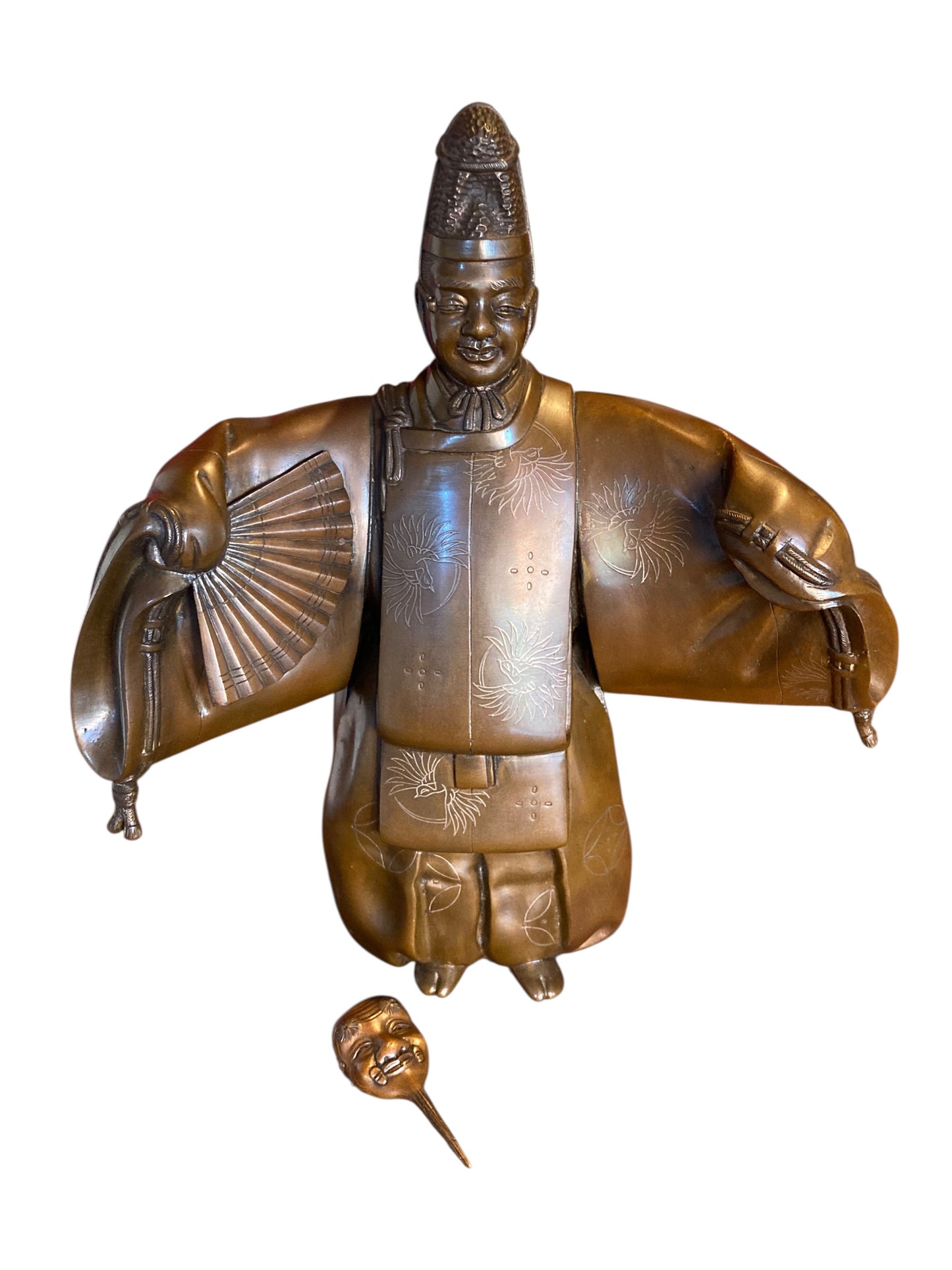 Japanese Bronze Noh actor, Meiji Period (1868-1912), Signed 'Matsumori'
