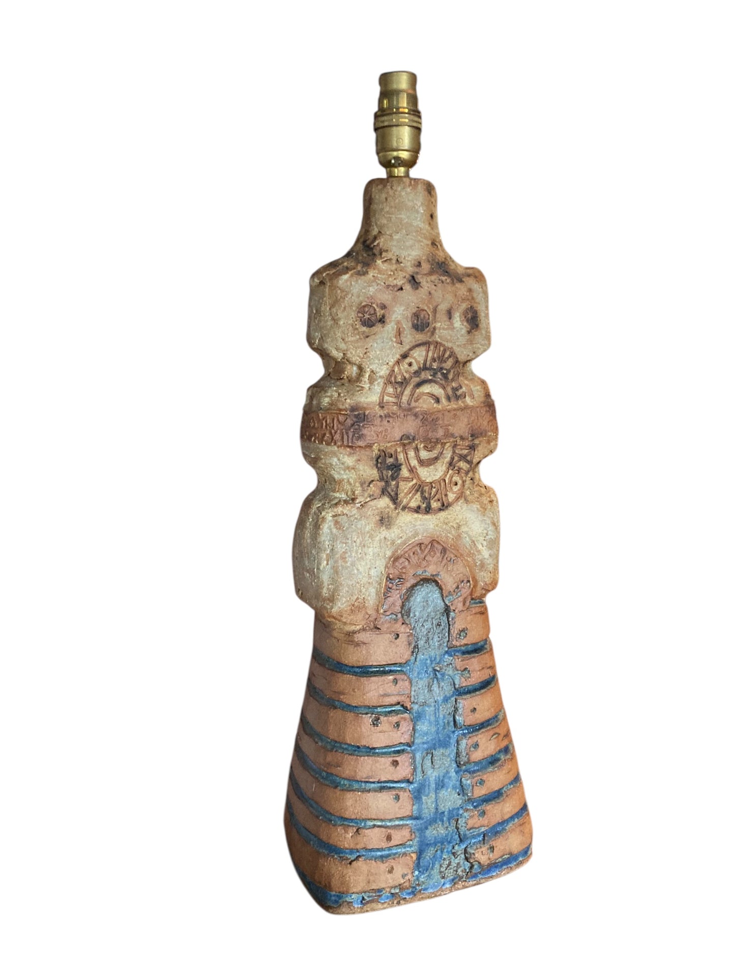 Brutalist stoneware table lamp by Bernard Rooke