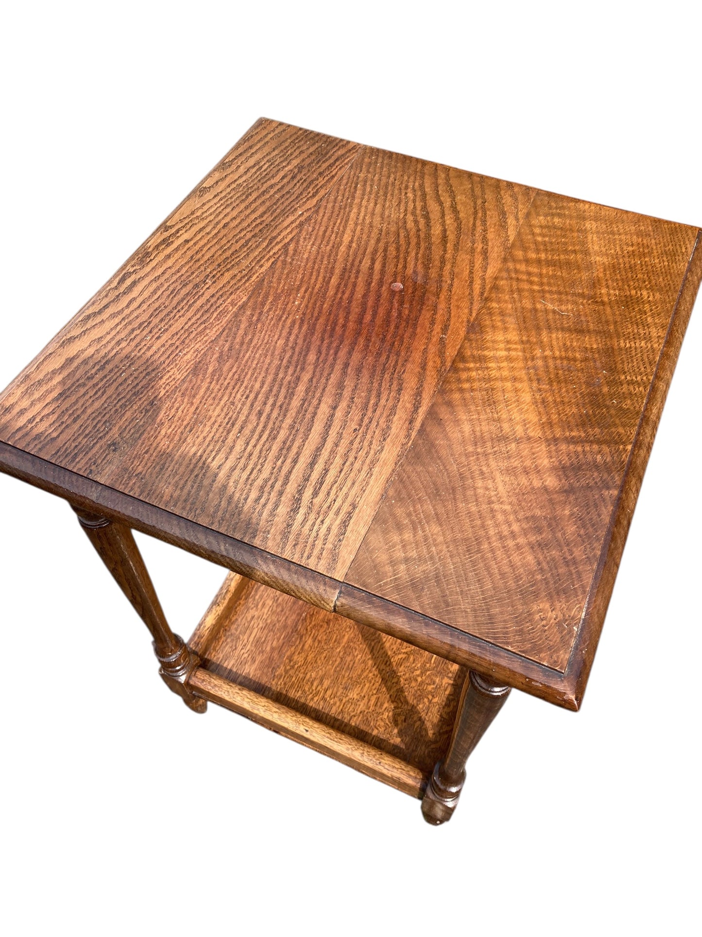 Edwardian Rustic oak Two Tier side table