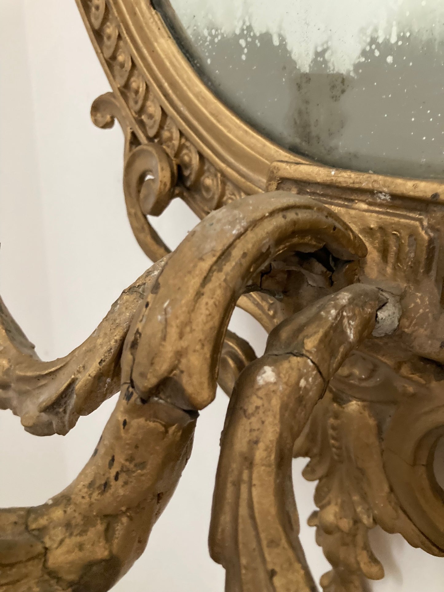 Antique Gilt Gesso Girandole Mirror