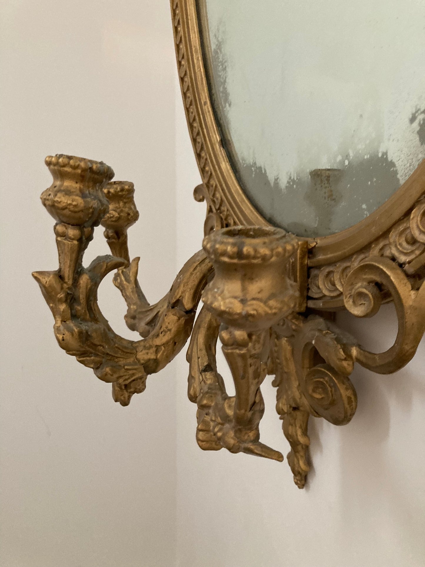 Antique Gilt Gesso Girandole Mirror