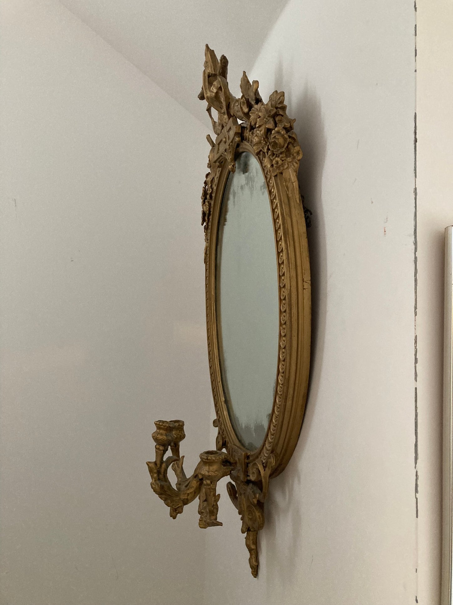 Antique Gilt Gesso Girandole Mirror