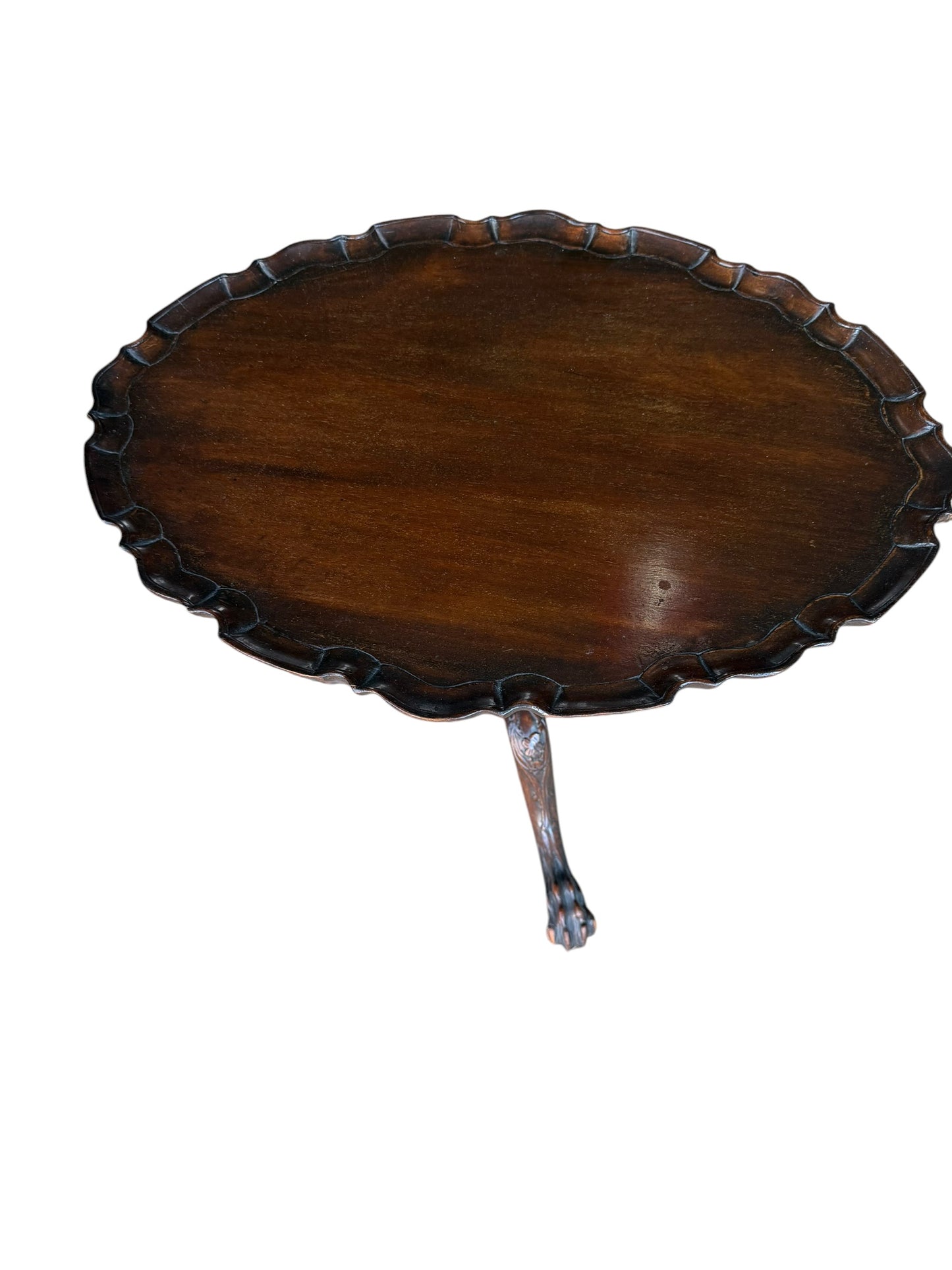 Oval Topped Piecrust Mahogany Tri Legged Side Table Circa 1800's