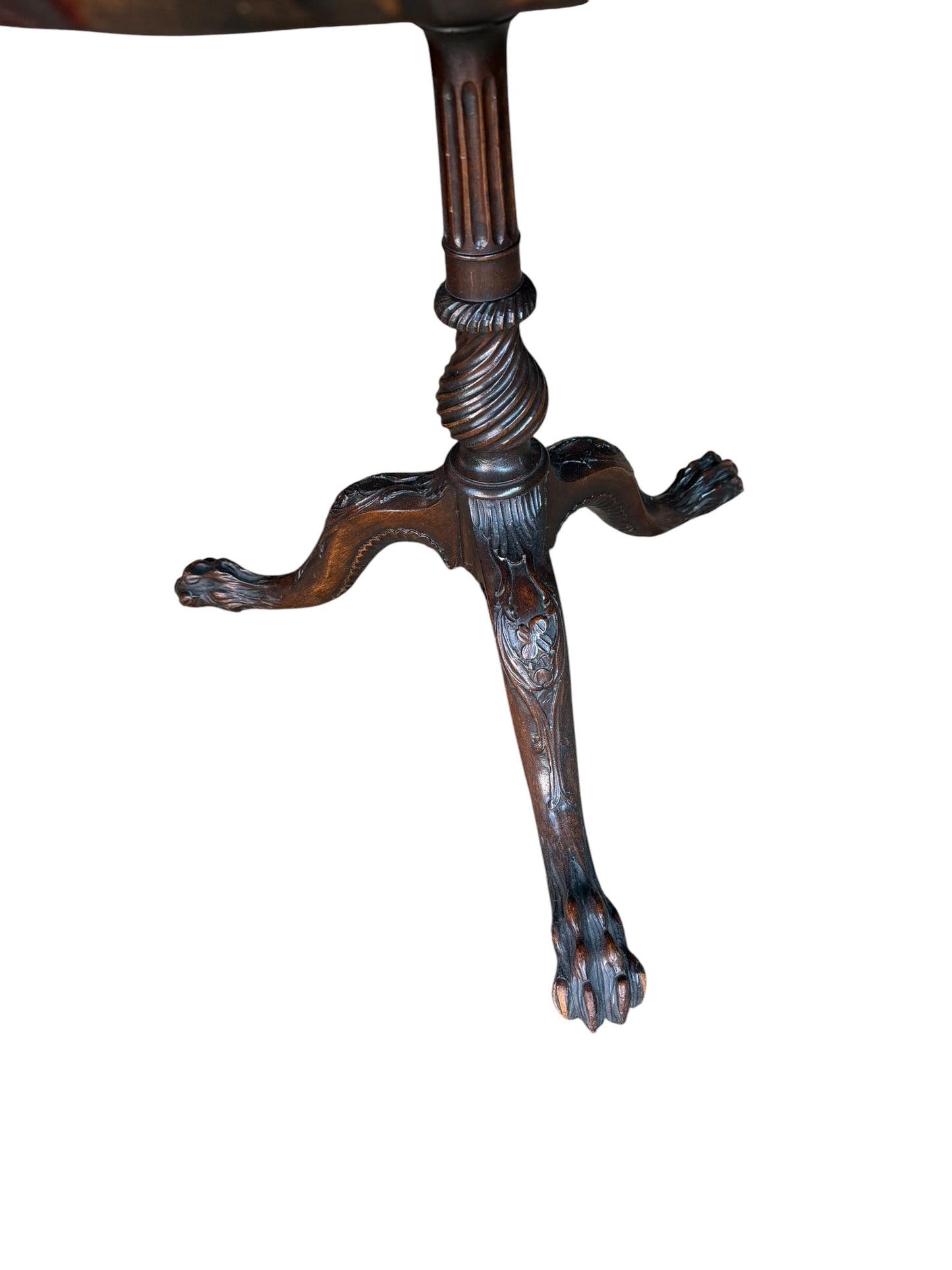 Oval Topped Piecrust Mahogany Tri Legged Side Table Circa 1800's