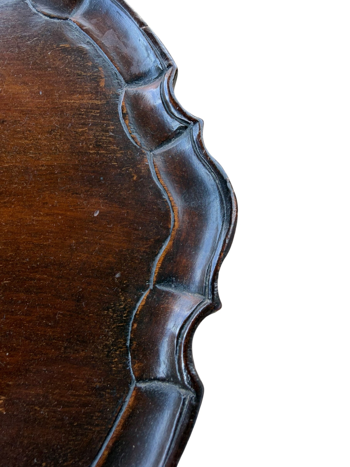 Oval Topped Piecrust Mahogany Tri Legged Side Table Circa 1800's