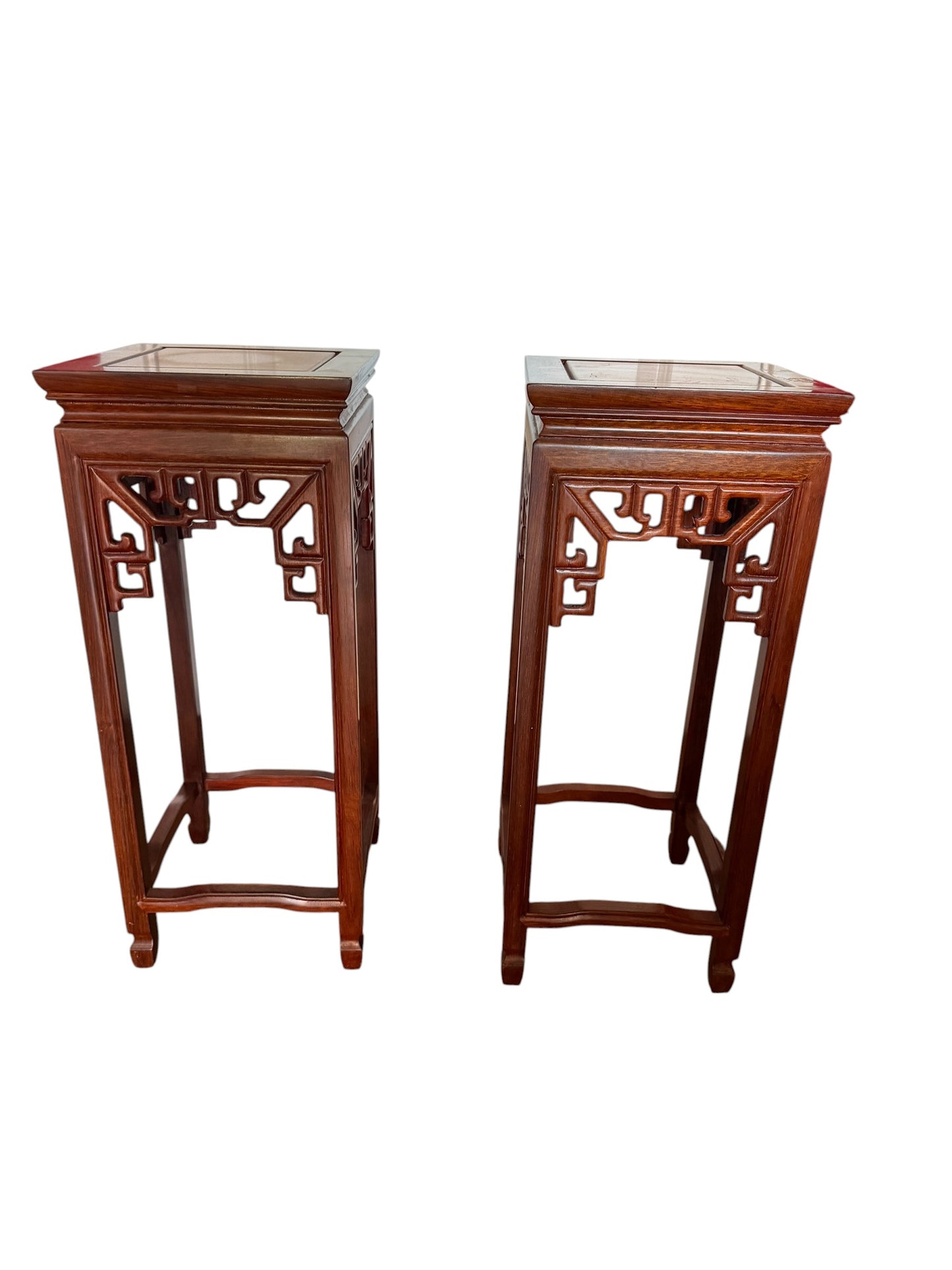 Pair of matching Chinese hardwood plant stands