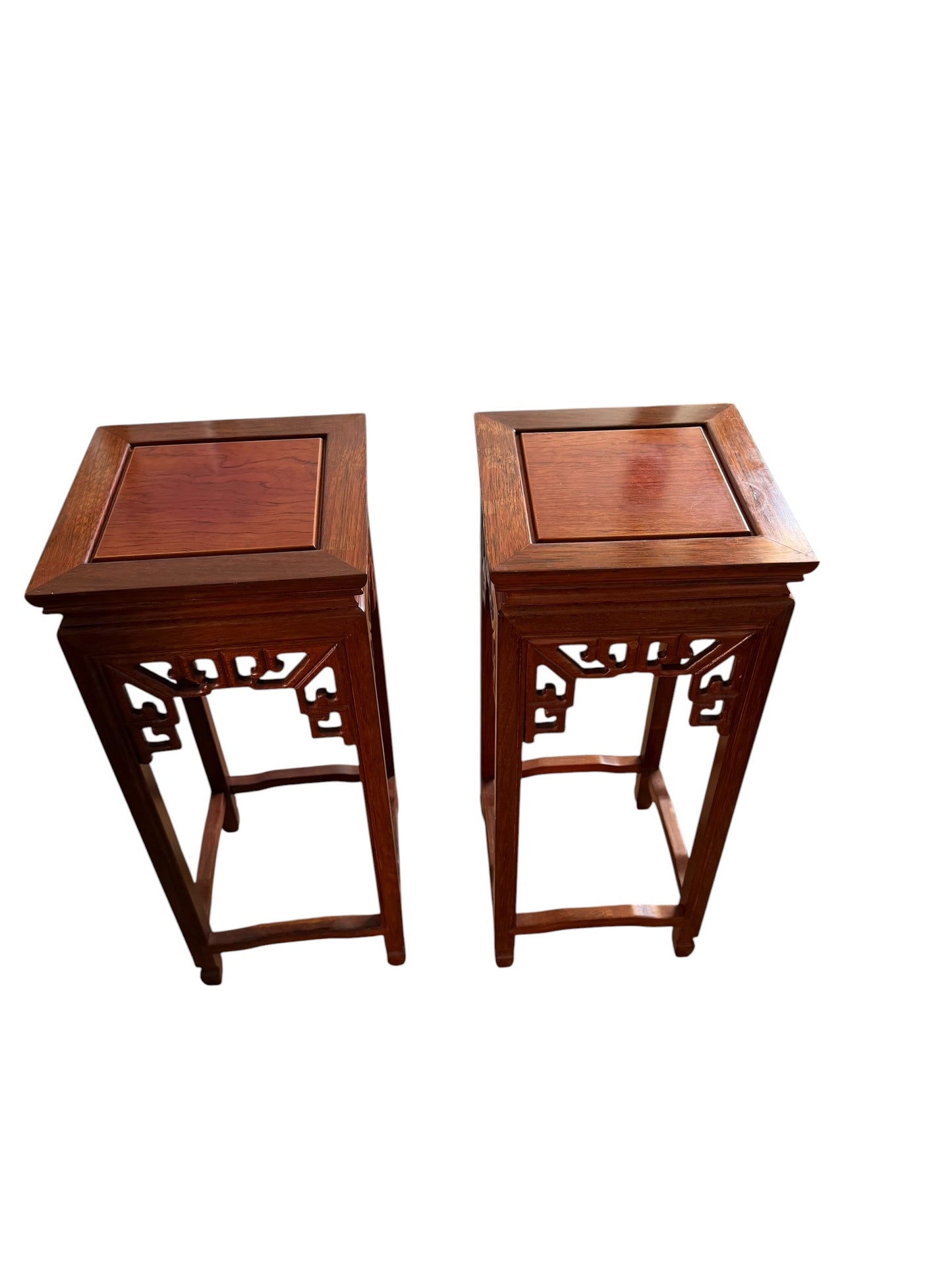 Pair of matching Chinese hardwood plant stands
