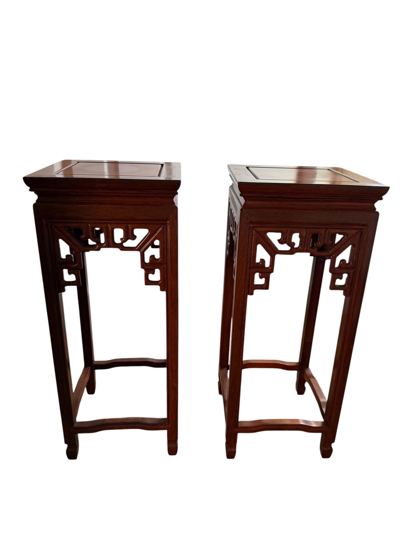 Pair of matching Chinese hardwood plant stands