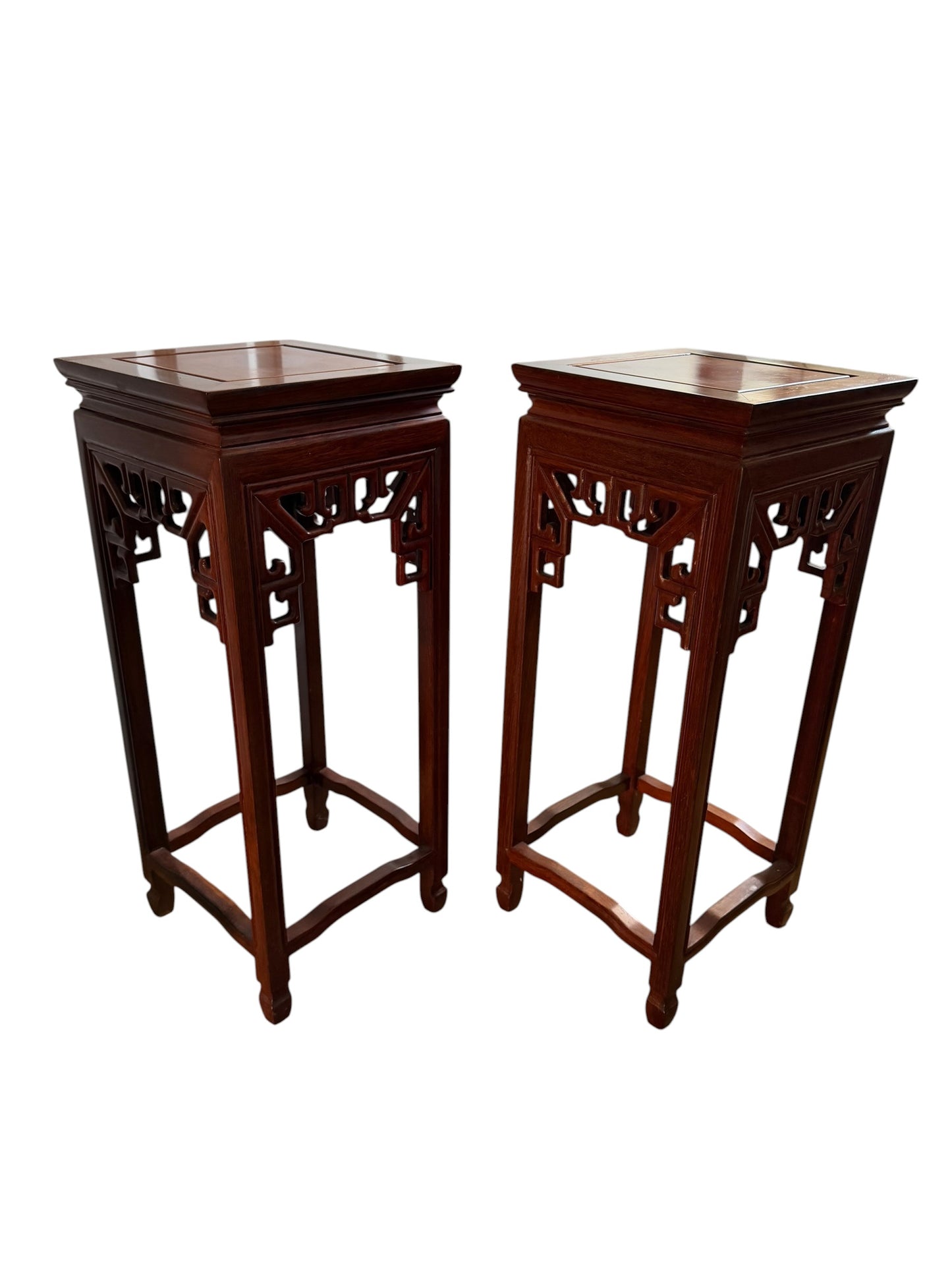 Pair of matching Chinese hardwood plant stands