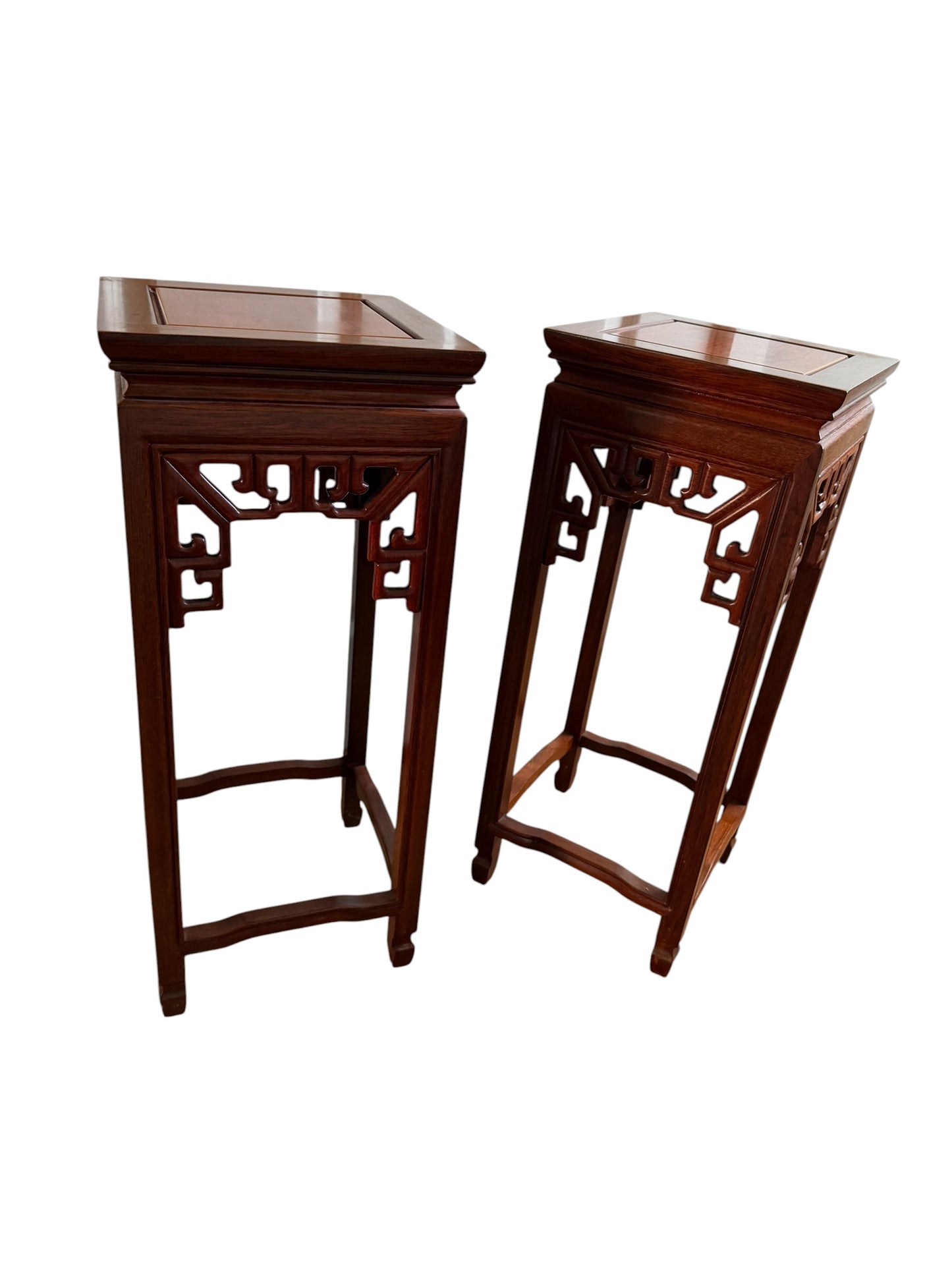 Pair of matching Chinese hardwood plant stands