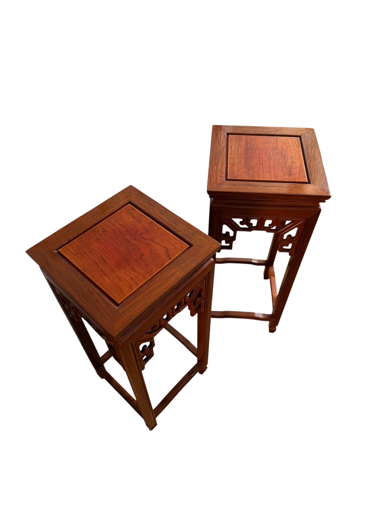 Pair of matching Chinese hardwood plant stands